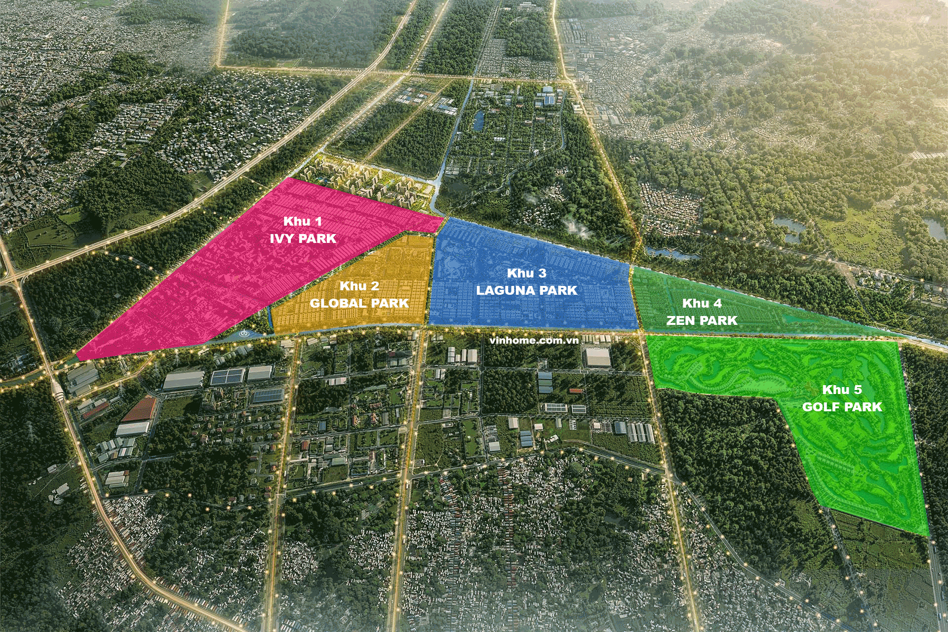 Mặt bằng 5 phân khu Vinhomes Saigon Park